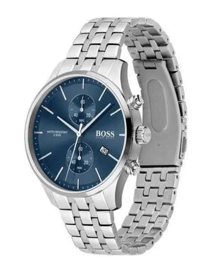Hugo Boss 1513384 Jet Blue Dial Silver Steel Strap Watch for Men Hugo Boss