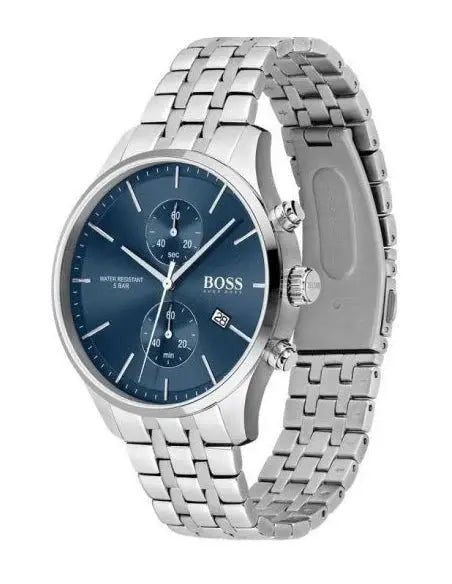 Hugo Boss 1513384 Jet Blue Dial Silver Steel Strap Watch for Men Hugo Boss