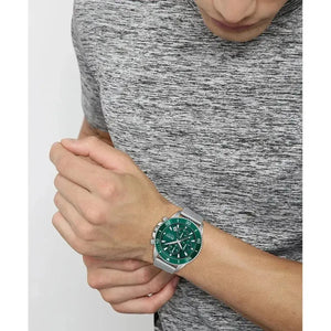 Hugo Boss 1513905 Admiral Green Dial Silver Mesh Bracelet Watch for Men Hugo Boss