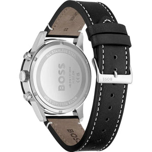 Hugo Boss 1513920 Allure Black Dial Black Leather Strap Watch for Men Hugo Boss