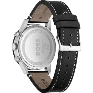 Hugo Boss 1513920 Allure Black Dial Black Leather Strap Watch for Men Hugo Boss