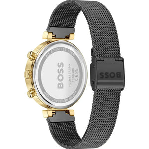 Hugo Boss 1502627 Flawless Black Dial Black Mesh Bracelet Watch for Women Hugo Boss