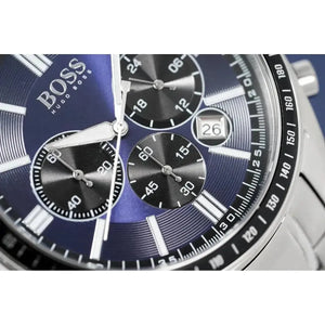 Hugo Boss 1513081 Chronograph Driver Blue Dial Silver Steel Strap Watch for Men Hugo Boss