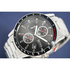 Hugo Boss 1513509 Rafale Chronograph Black Dial Silver Steel Strap Watch for Men Hugo Boss