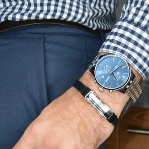 Hugo Boss 1513839 Associate Blue Dial Silver Steel Strap Watch for Men Hugo Boss