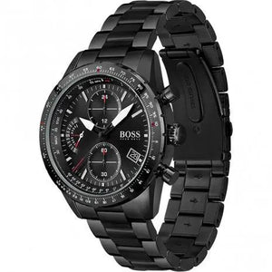 Hugo Boss 1513854 Pilot Edition Chronograph Black Dial Black Steel Strap Watch for Men Hugo Boss