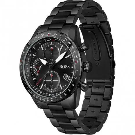 Hugo Boss 1513854 Pilot Edition Chronograph Black Dial Black Steel Strap Watch for Men Hugo Boss