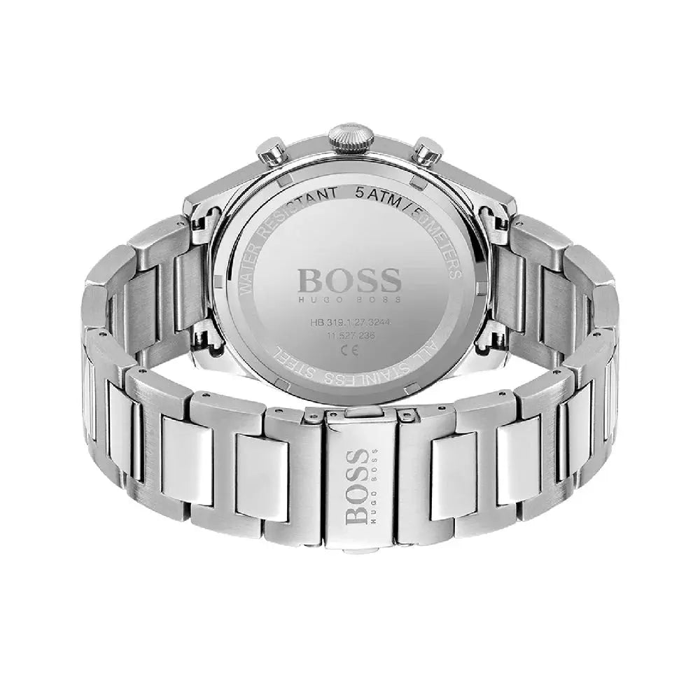 Hugo Boss 1513875 Hero Chronograph White Dial Silver Steel Strap Watch for Men Hugo Boss