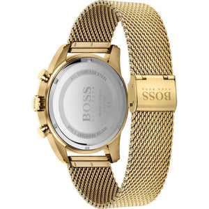 Hugo Boss 1513838 Skymaster Black Dial Gold Mesh Bracelet Watch for Men Hugo Boss