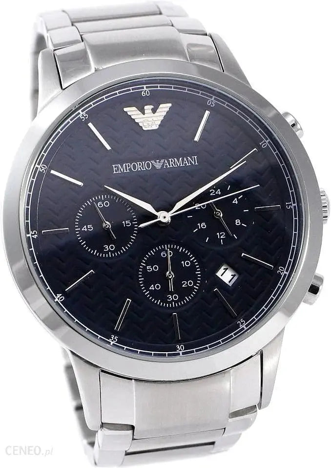 Emporio Armani AR2486 Renato Chronograph Blue Dial Silver Steel Strap Watch For Men Emporio Armani