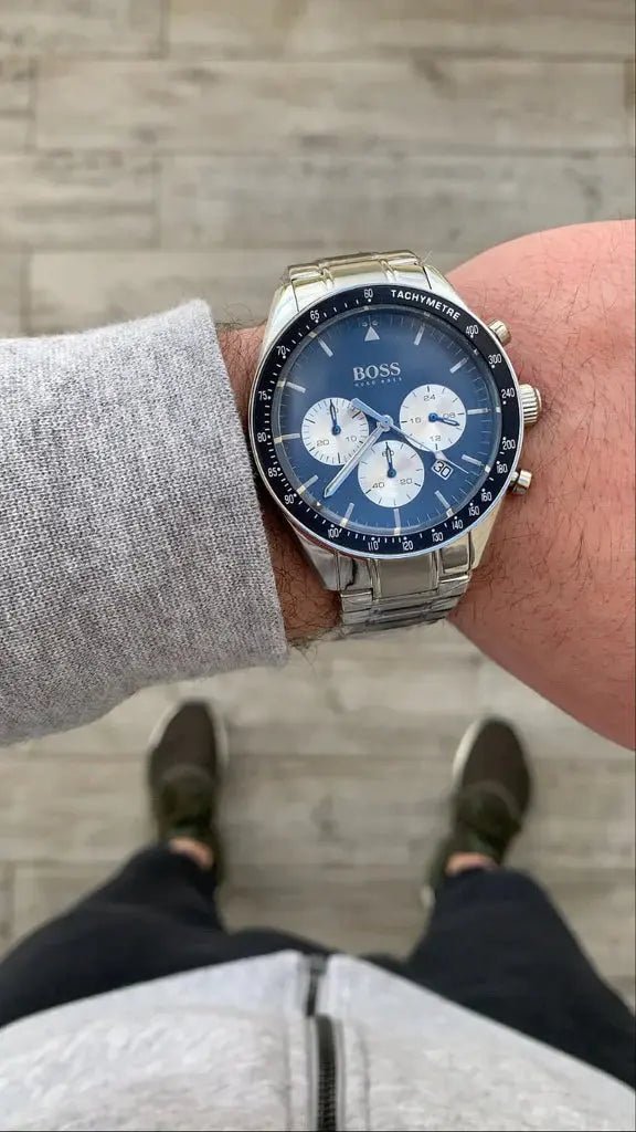 Hugo Boss 1513630 Chronograph Blue Dial Silver Steel Strap Watch for Men Hugo Boss