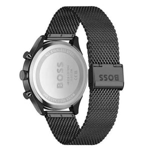 Hugo Boss 1514065 Gregor Chronograph Black Dial Black Mesh Bracelet Watch For Men Hugo Boss