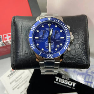 Tissot SeastarT120.417.11.041.00 Chronograph Blue Dial Silver Steel Strap Watch For Men - T120.417.11.041.00 Tissot