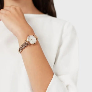 Emporio Armani AR11316 Gianni T-Bar Mother of Pearl Dial Rose Gold Steel Strap Watch For Women Emporio Armani