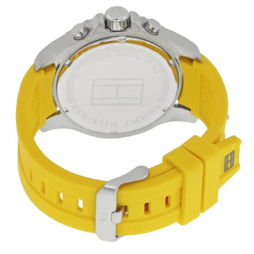 Tommy Hilfiger 1791144 Sports Multifunction Black Dial Yellow Rubber Strap Watch for Men Tommy Hilfiger