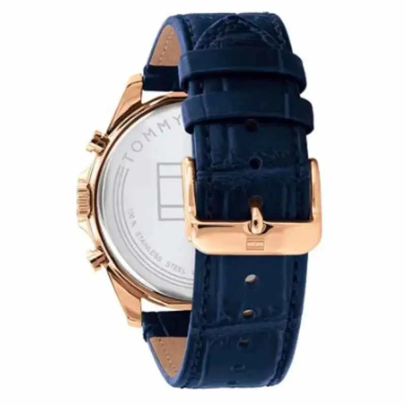 Tommy Hilfiger 1710451 Baker Chronograph Quartz Blue Dial Blue Leather Strap Watch For Men Tommy Hilfiger