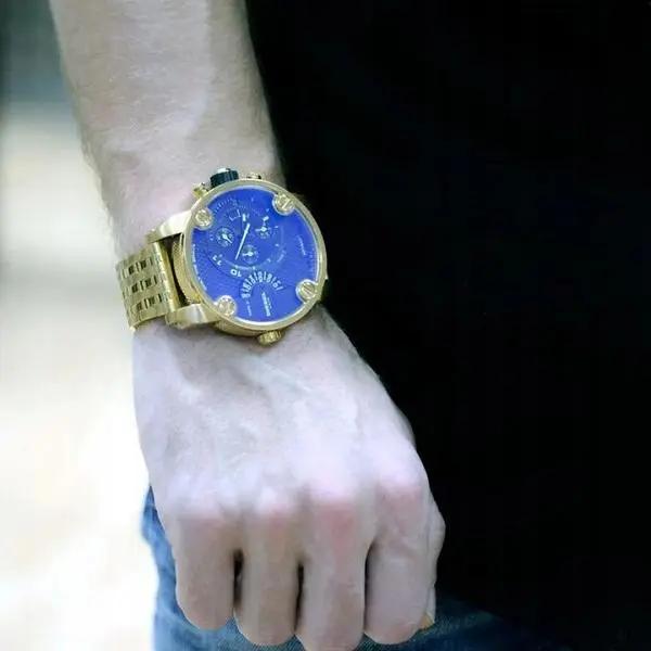 Diesel DZ7347 Mr Daddy Blue Dial Gold Steel Strap Watch For Men Diesel