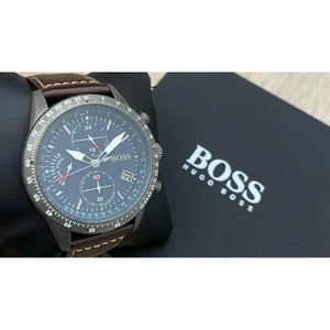 Hugo Boss 1513852 Pilot Edition Blue Dial Brown Leather Strap Watch for Men Hugo Boss