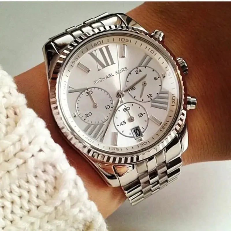 Michael Kors MK5555 Lexington Silver Dial Silver Steel Strap Watch for Women Michael Kros