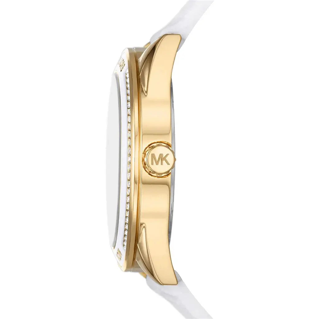 Michael Kors MK7267 Jessa Quartz Gold Dial White Silicone Strap Watch For Women Michael Kros