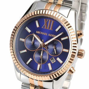 Michael Kors MK8412 Lexington Blue Dial Two Tone Steel Strap Watch for Men Michael Kros