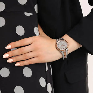 Michael Kors MK6716 Runway Mercer Crystals Silver Dial Two Tone Steel Strap Watch For Women Michael Kros