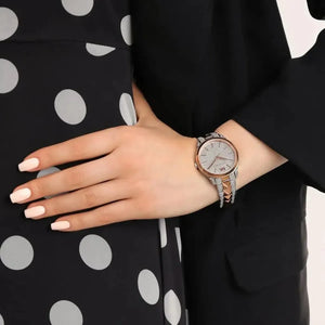 Michael Kors MK6716 Runway Mercer Crystals Silver Dial Two Tone Steel Strap Watch For Women Michael Kros