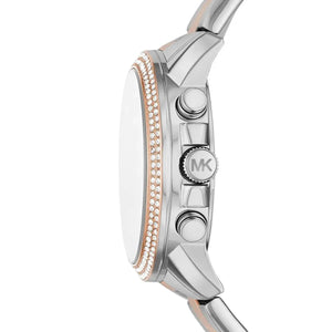 Michael Kors MK7201 Bryn Pavé White Dial Two Tone Steel Strap Watch For Women Michael Kros