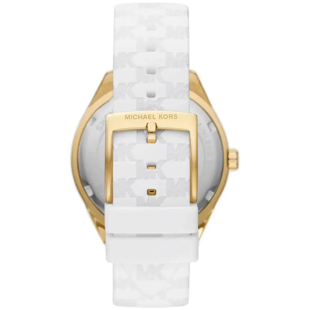 Michael Kors MK7267 Jessa Quartz Gold Dial White Silicone Strap Watch For Women Michael Kros