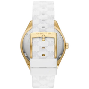 Michael Kors MK7267 Jessa Quartz Gold Dial White Silicone Strap Watch For Women Michael Kros