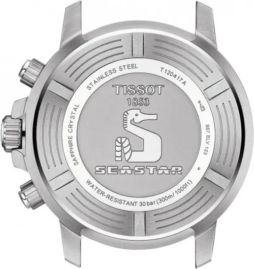 Tissot T120.417.11.421.00 Seastar 1000 Chronograph Red Dial Silver Steel Strap Watch For Men Tissot