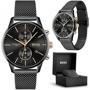 Hugo Boss 1513811 Associate Black Dial Black Mesh Bracelet Watch for Men Hugo Boss
