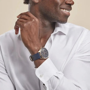 Tommy Hilfiger 1710451 Baker Chronograph Quartz Blue Dial Blue Leather Strap Watch For Men Tommy Hilfiger