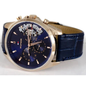 Tommy Hilfiger 1710451 Baker Chronograph Quartz Blue Dial Blue Leather Strap Watch For Men Tommy Hilfiger
