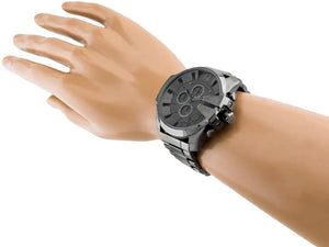 Diesel DZ4282 Mega Chief Chronograph Grey Dial Grey Steel Strap Watch for Men Diesel