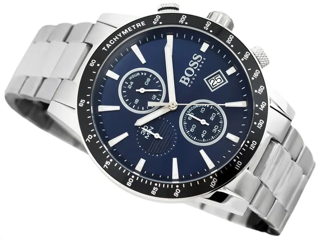 Hugo Boss 1513510 Rafale Quartz Blue Dial Silver Steel Strap Watch for Men Hugo Boss