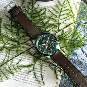 Hugo Boss 1514098 Troper Chronograph Green Dial Brown Leather Strap Watch For Men Hugo Boss