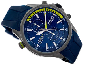 Hugo Boss 1513821 Globetrotter Blue Dial Blue Silicone Strap Watch for Men Hugo Boss