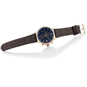 Tommy Hilfiger 1710418 Daniel Blue Dial Brown Leather Strap Watch for Men Tommy Hilfiger