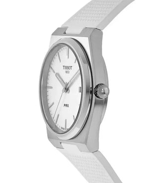 Tissot T137.410.17.011.00 PRX 40 White Dial White Rubber Strap Watch For Men Tissot