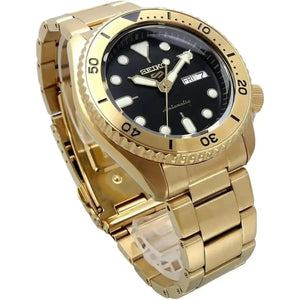 Seiko SRPK18 5 Sports Automatic Black Dial Gold Steel Strap Watch for Men Seiko