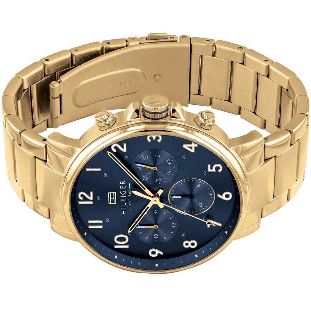 Tommy Hilfiger 1710384 Daniel Chronograph Blue Dial Gold Steel Strap Watch for Men Tommy Hilfiger