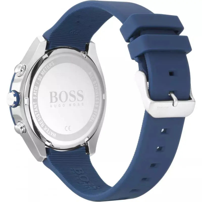 Hugo Boss 1513717 Velocity Mens' Black & Blue Rubber Strap Chrono Watch Hugo Boss