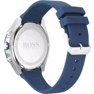 Hugo Boss 1513717 Velocity Mens' Black & Blue Rubber Strap Chrono Watch Hugo Boss