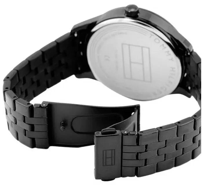 Tommy Hilfiger 1791454 Damon Quartz Chronograph Blue Dial Black Steel Strap Watch for Men Tommy Hilfiger