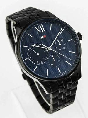 Tommy Hilfiger 1791454 Damon Quartz Chronograph Blue Dial Black Steel Strap Watch for Men Tommy Hilfiger