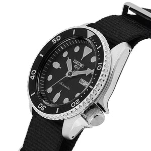 Seiko 5 Sports Black Dial Nylon Strap Automatic Men's Watch SRPD55K3 - Watch Enclave