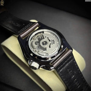 Seiko SSK036K1 5 Sports SKX GMT Automatic Mocha Black Dial Brown Leather Strap Watch For Men Seiko