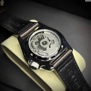 Seiko SSK036K1 5 Sports SKX GMT Automatic Mocha Black Dial Brown Leather Strap Watch For Men Seiko