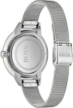 Hugo Boss 1502600 Symphony Gold Dial Silver Mesh Bracelet Watch for Women Hugo Boss